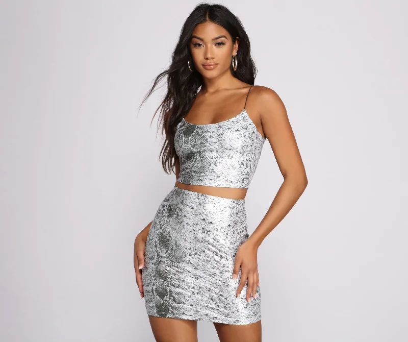 Special Offer Sleek and Sassy Snake Crop Top