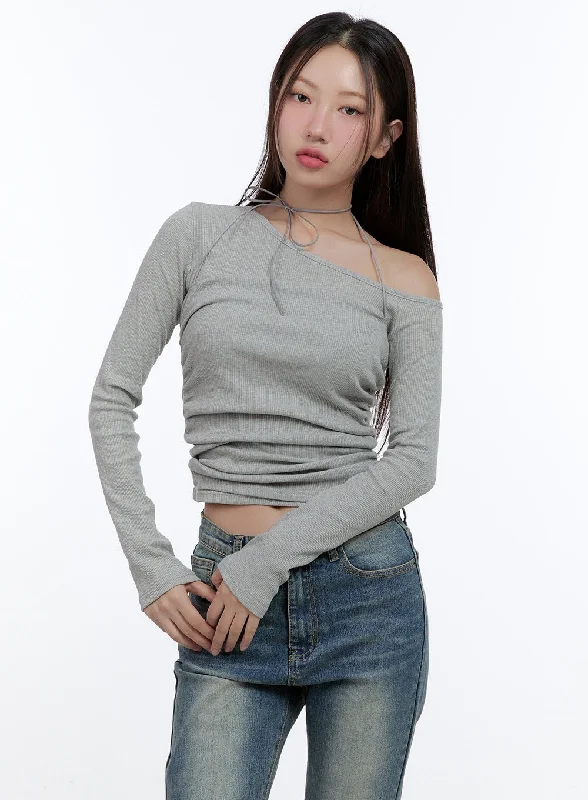 The Best Prices Chic Shirred One-Shoulder Top CS406