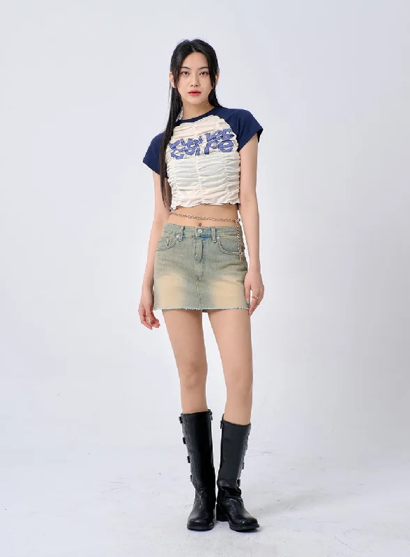 Weekend Specials to Cherish Ruched Graphic Tee BA325
