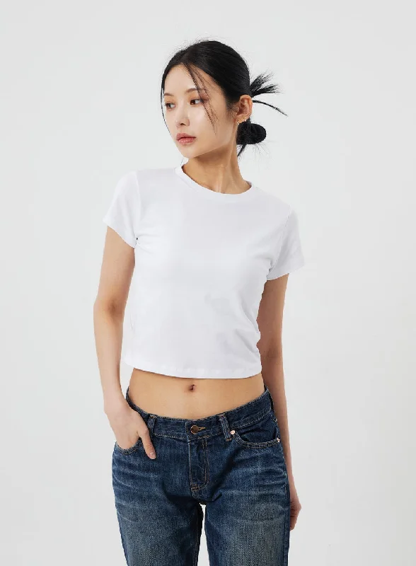 Top Pick Cropped Basic Tee CF321