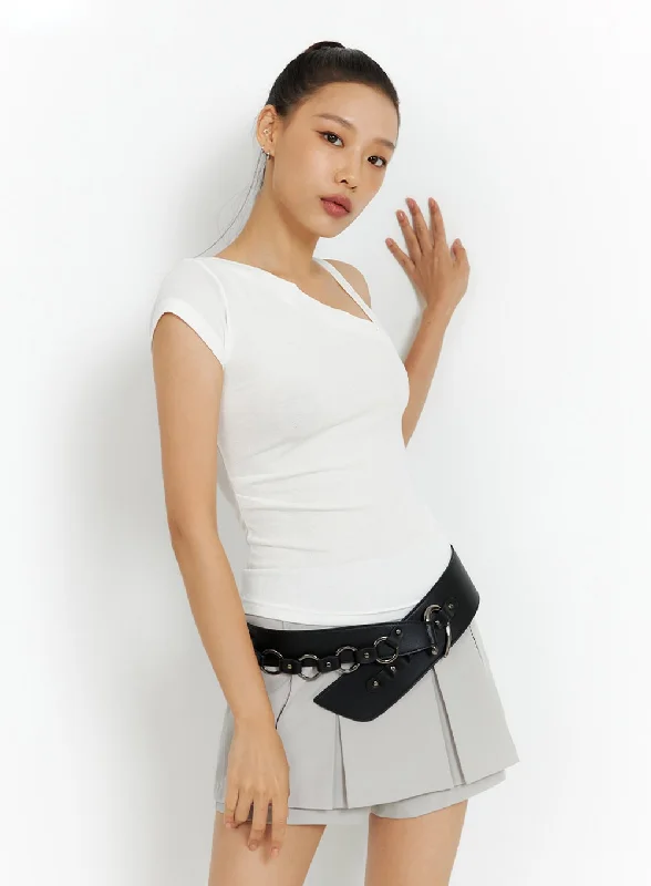 Weekend Discounts to Love One Shoulder Strap Crop Top IG405