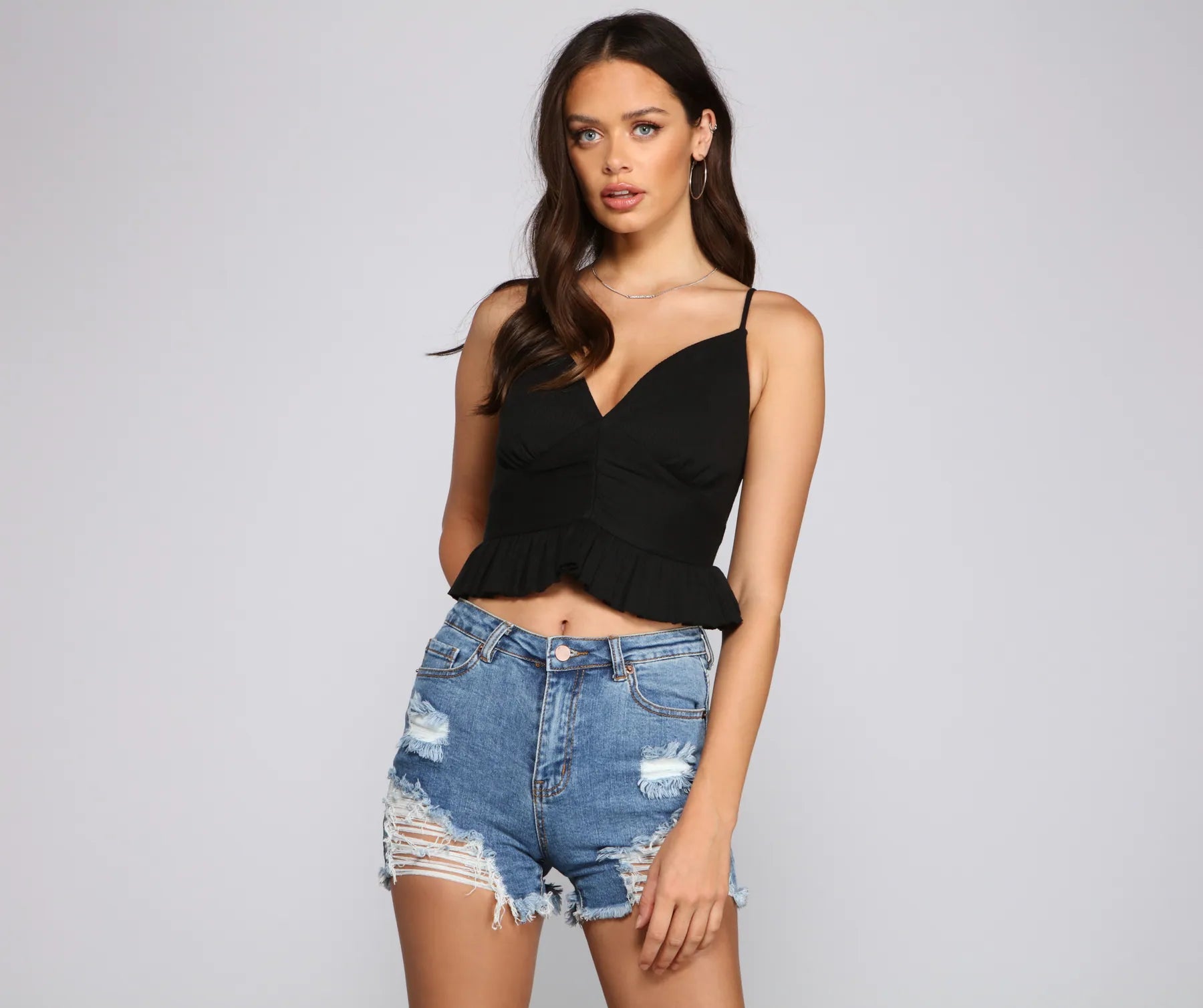 Weekend Price Cuts Galore Flirty Flair Ruffled Crop Top