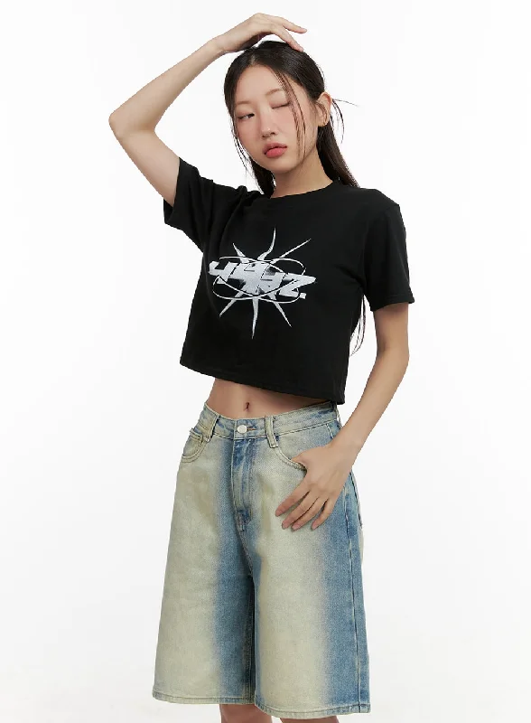 Act Now Acubi Graphic Crop Tee CL431
