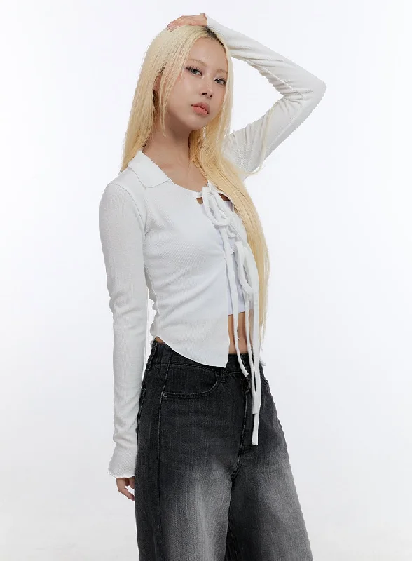 Epic Value Front Tie Collar Crop Top CO422