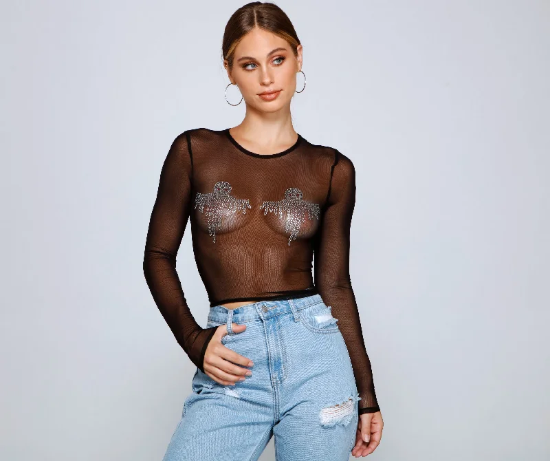 Overstock Clearance Haunted Hottie Ghost Mesh Top