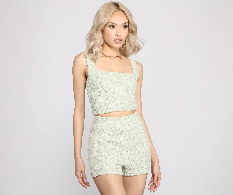 Stock Clearance Trendy Textures Cropped Tank
