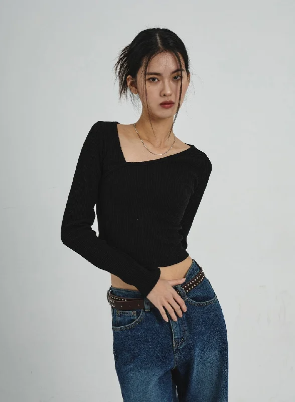 Savings Galore Unbalanced V-Neck Cropped Top CD07