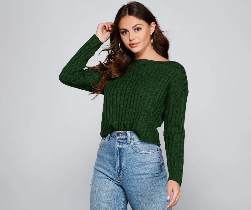 Weekend Savings Delight Always Cute Rib Knit Sweater Top