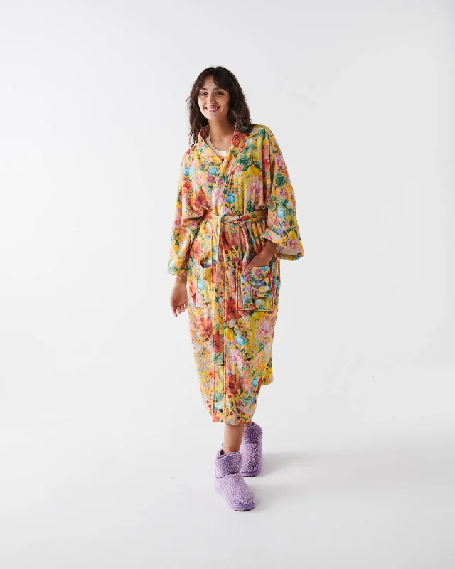 Now Available Abundance Marigold Printed Terry Bath Robe
