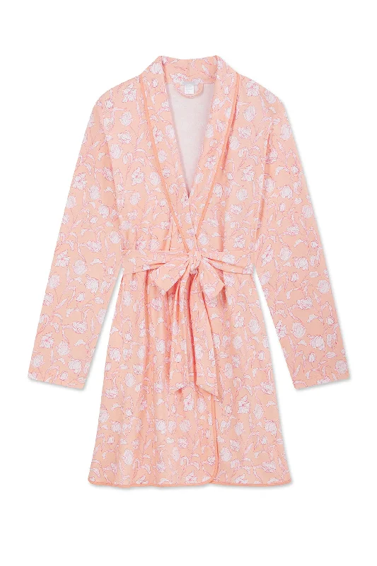 Weekend Bargains to Relish Pima Short Robe in Apricot Vine Floral