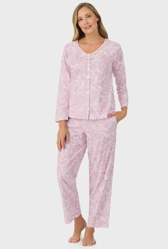 Super Discount Ballet Pink Paisley Long Sleeve Long Pant PJ Set
