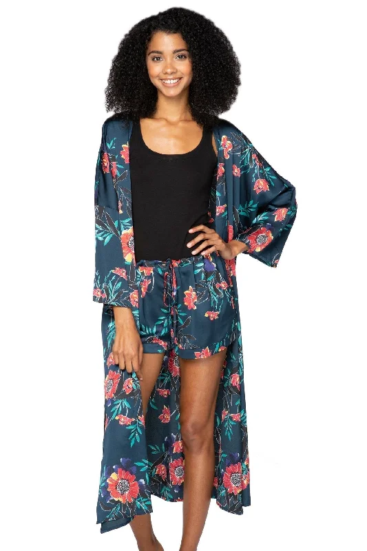 Big Deal Bed to Brunch Robe Kimono in Summer Bloom Print