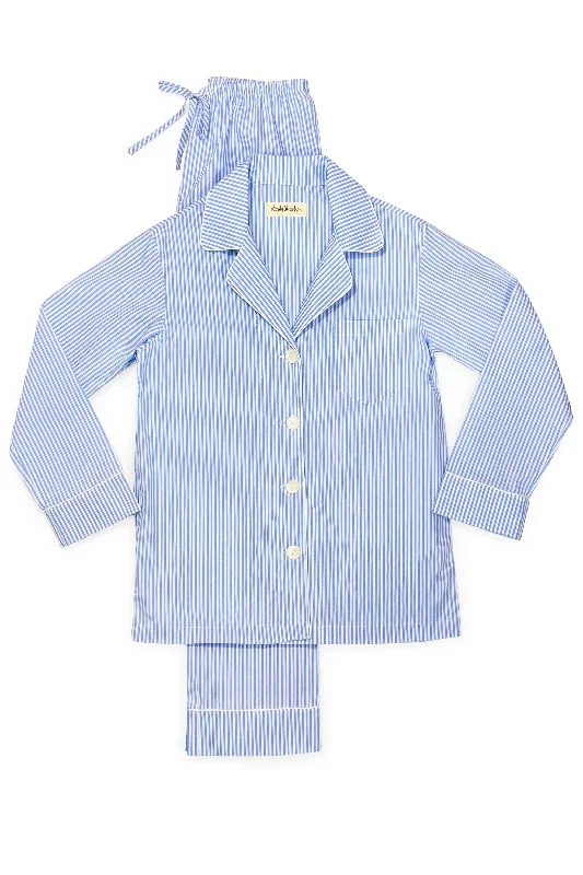 Weekend Deals That Impress Blue Pinstripe Cotton Pajamas