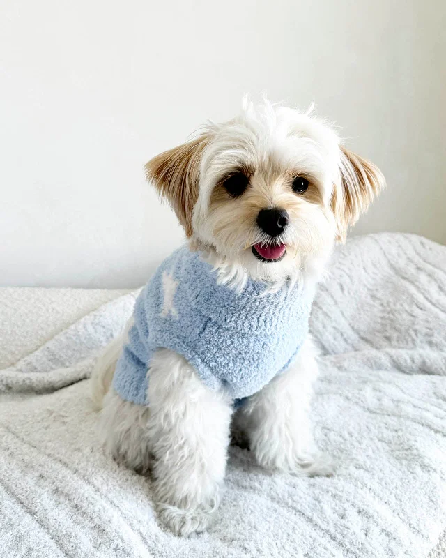 Weekend Bargains Await You Blue Star Fuzzy Pet Sweater