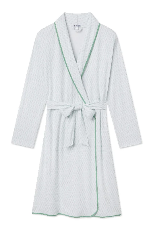 Early Bird Pima Robe in Boxwood Blockprint