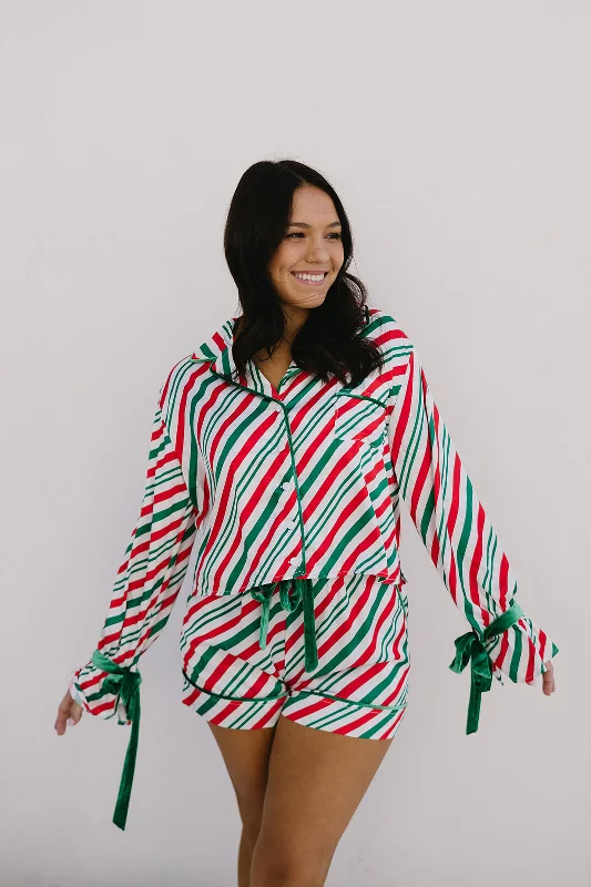 Super Bargain Candy Striped Pajama Set - Green/Red/White