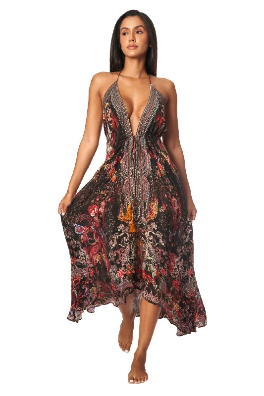 Weekend Discounts to Indulge In Designer Halter Neck Backless Resort Dress For Women