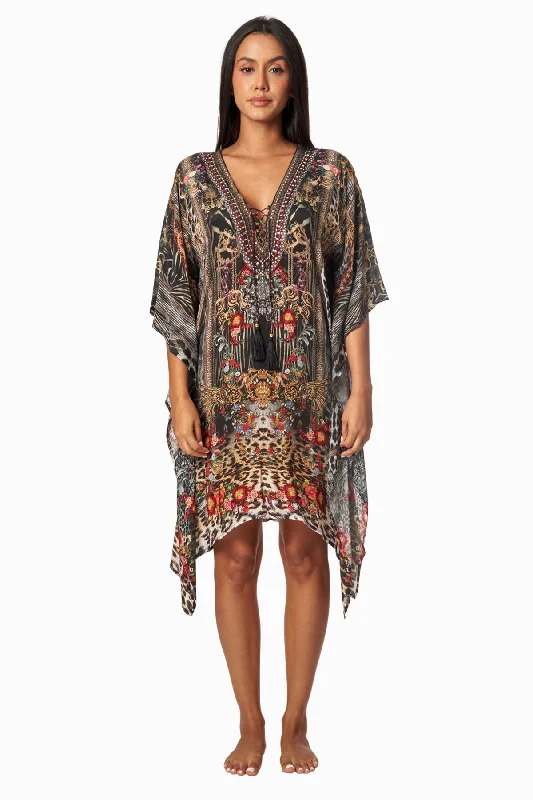 Early Bird Eclectic Jungle Luxury Silk Caftan Dress