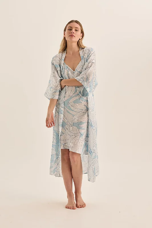 Best Choice Everly White Blue Satin Robe