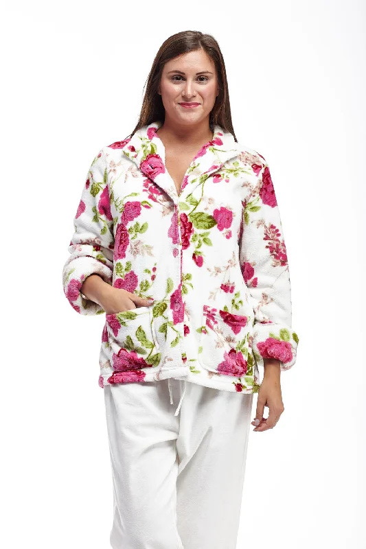 Weekend Bargains to Cherish Floral Fleece Plus Size Bed Jacket