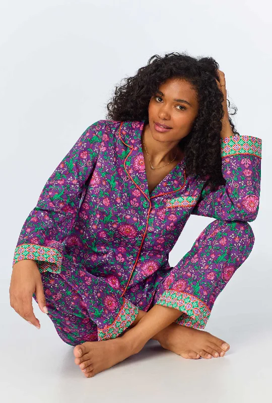 Weekend Discounts to Love Floral Wonderland Long Sleeve Classic Woven Cotton Poplin Long PJ Set