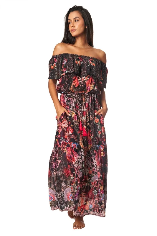 Weekend Bargains to Enjoy Forest Festival Long Off the Shoulder Dress