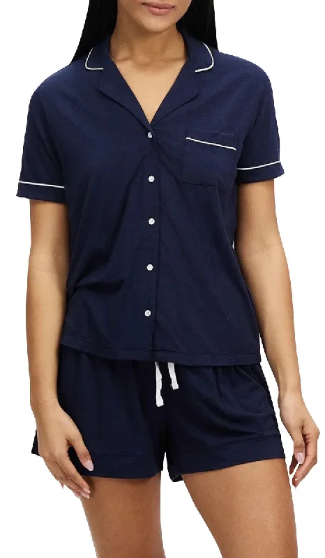 Unbeatable Deal Gingerlilly 100% Modal Pyjama with Short Sleeve Top & Boxer in Navy Peta