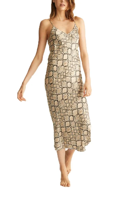 Shop and Save Ginia 100% Silk Nightgown with V Neck In Python Print GPY401 SALE