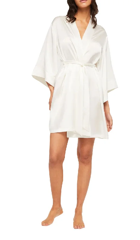Weekend Offers That Tempt Ginia 100% Silk Robe in Ivory GFF602 SALE