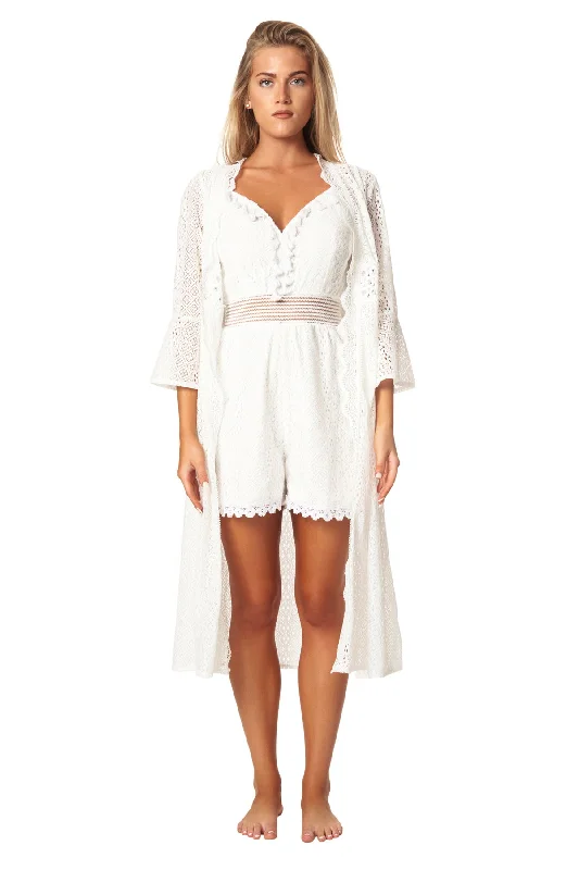 Time-Sensitive Glam Beachy Kimono-Romper Set