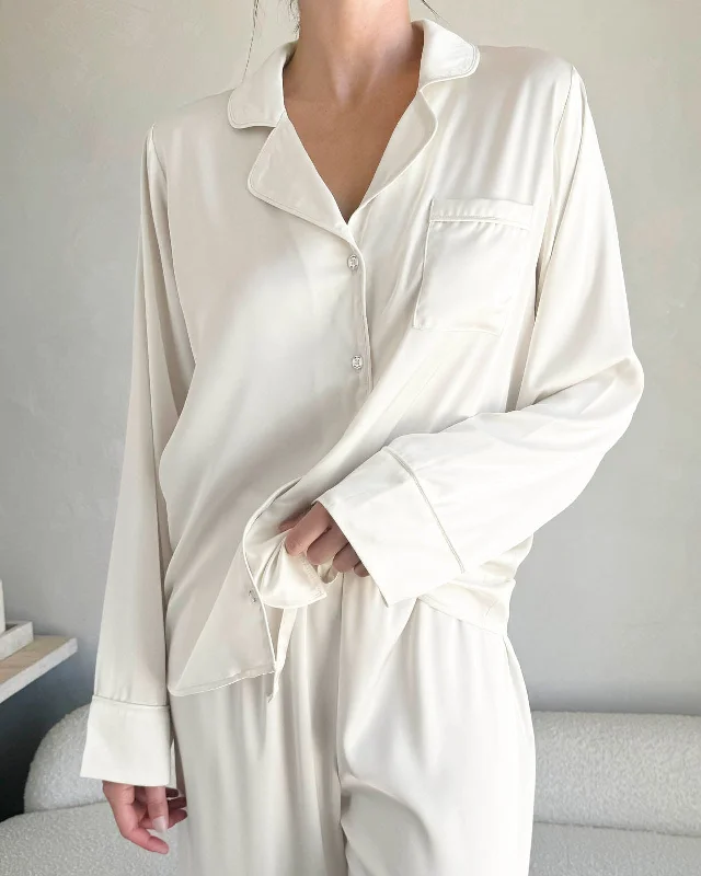 Best Choice Ivory Satin Silk PJ Set