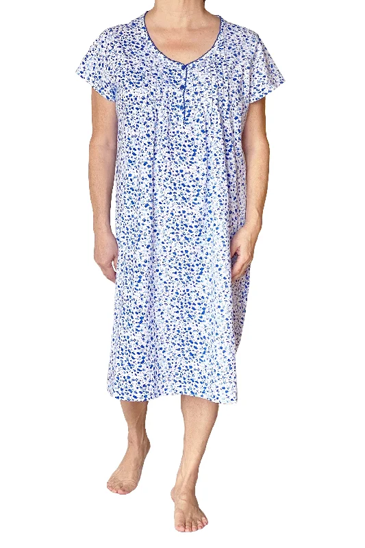 Weekend Offers You Can't Ignore La Cera Blue Posies Cotton Knit Chemise
