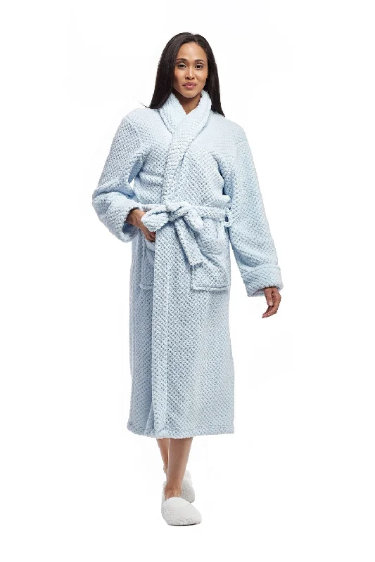Special Discount La Cera Textured Full Length Fleece Bath Robe