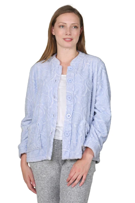 Weekend Specials to Savor LA CERA Women's Fleece Rose Sculptured Bed Jacket