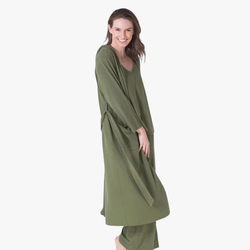 Hurry Up LatteLove Hooded Robe with Pockets Olivine