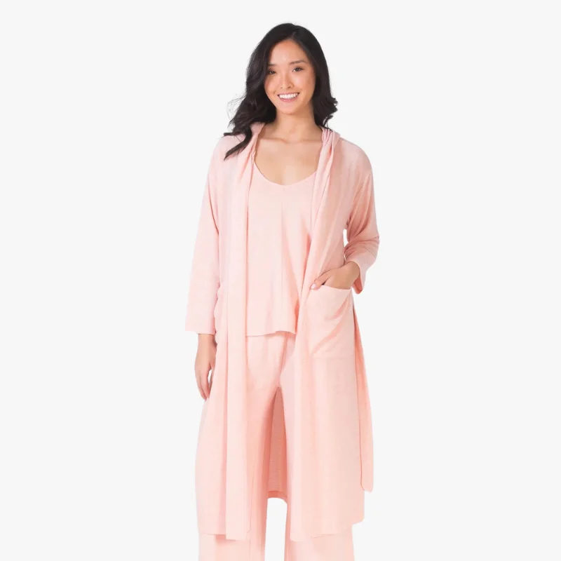 Pay Less LatteLove Hooded Robe with Pockets Pink Mix