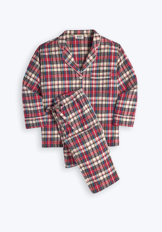 Weekend Discounts to Delight Marina Pajama Set in Flannel Taffeta Plaid
