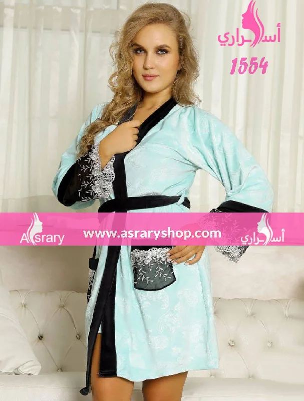 Weekend Extravaganza: Shop Now Velvet with Lace Nightgown & Robe Set (2pcs) 1554