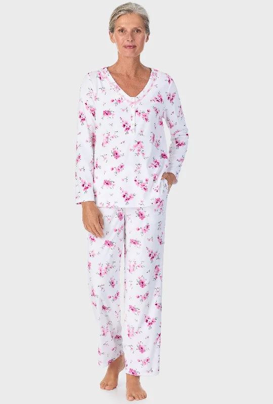 Weekend Bargains to Snag Mauve Floral Long Sleeve Henley PJ Set
