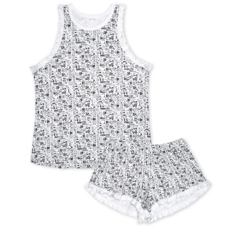 New Deal New York City Women’s Ruffle Short Pajama Set