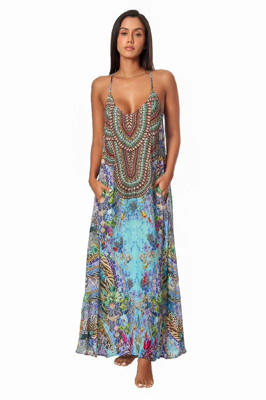 Buy Today Poppy Garden Racerback Maxi Dress for Resort or Cruise