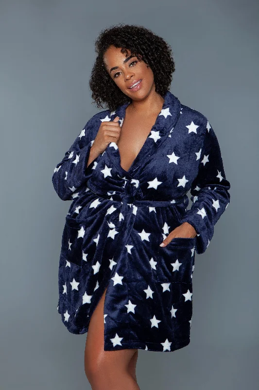 Navy Blue/White Star Print