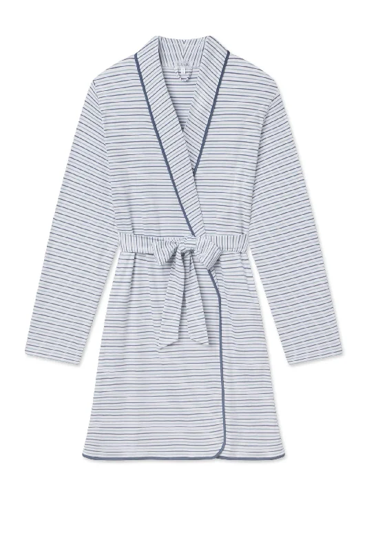 Bonus Offer Pima Short Robe in Sea Depth Multi Stripe