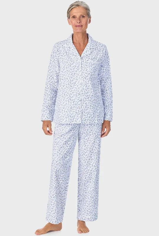 Weekend Offers That Please Serenity Blue Floral Notch Collar PJ Set