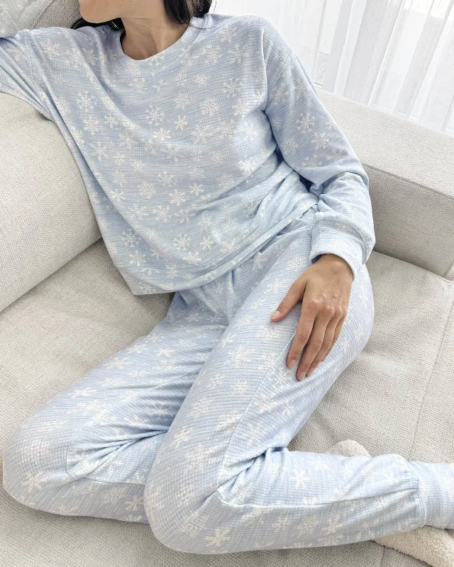 Celebrate the Weekend with Discounts Snowflake Marna Waffle Thermal PJ Set