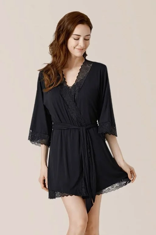 Weekend Steals Await Sofia Cotton Robe (Black)