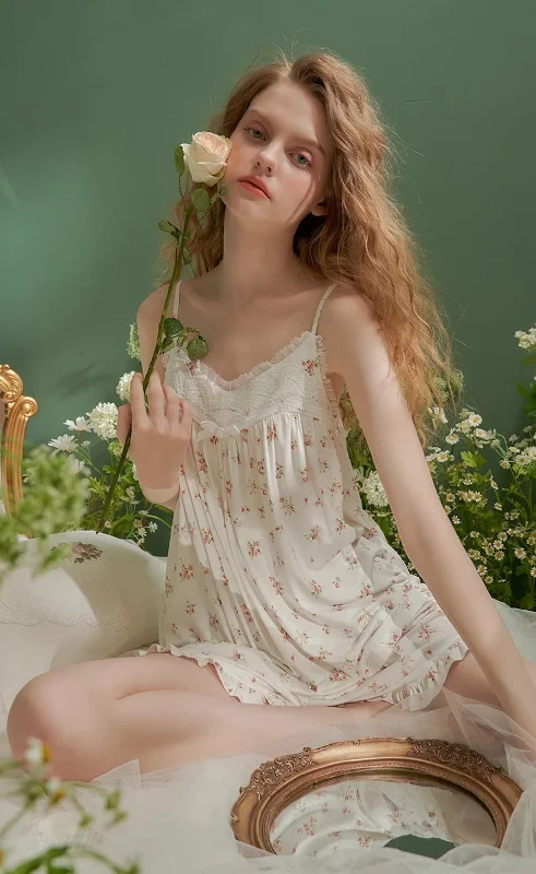 Steals and Deals Victorian Vintage Floral  Shorts Pajama Sets 2 Pieces For Women, Vintage Sleeveless Nightwear Loose Lingerie