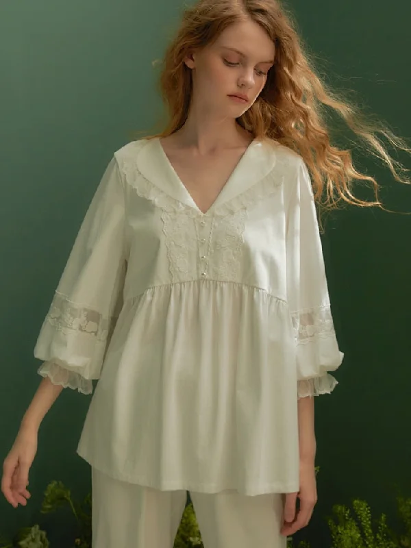 Weekend Deals That Sparkle Vintage Nightwear Pajamas Sets For Women, Cotton Three Quarter Sleeve Soft Lace Nightwear Weekend Deals That Sparkle Vintage Nightwear Pajamas Sets For Women, Cotton Three Quarter Sleeve Soft Lace Nightwear