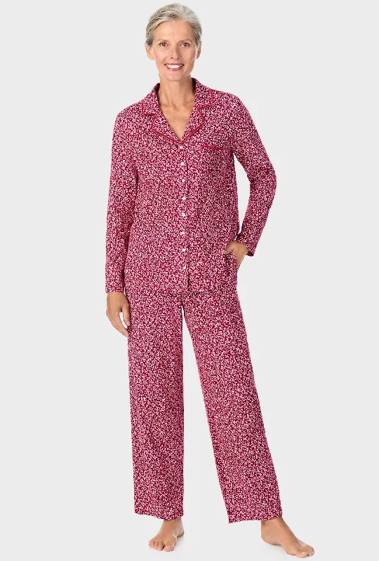 Unmissable Offer Wine Vine Floral Long Sleeve Long Pant PJ Set