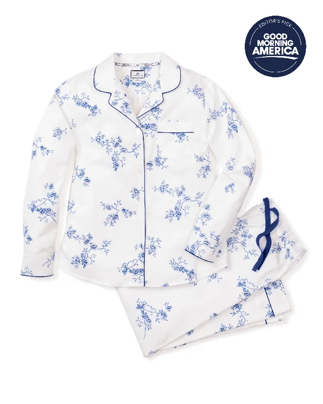 Online Exclusive Women's Twill Pajama Set in Indigo Floral